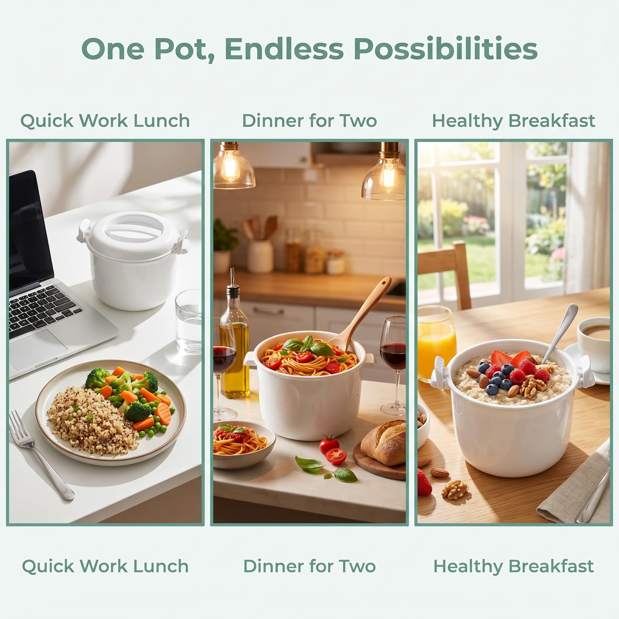 Angoily Microwave Rice Cooker: Portable Microwave Rice Steamer for Vegetable, Microwavable Pasta Cookware, Kitchen Non- Stick Pot Bacon Cooker for Cooking Soup Stews Oatmeal Steamer Food 18x18x15cm