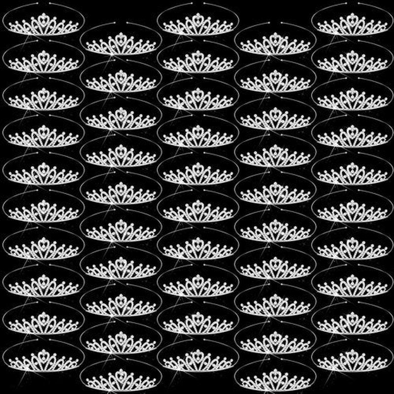 Tondiamo 50 Pcs Tiaras Bulk for Girls Princess Crown Rhinestone Tiaras Bendable Adjustable Headband for Kid Hair Accessory