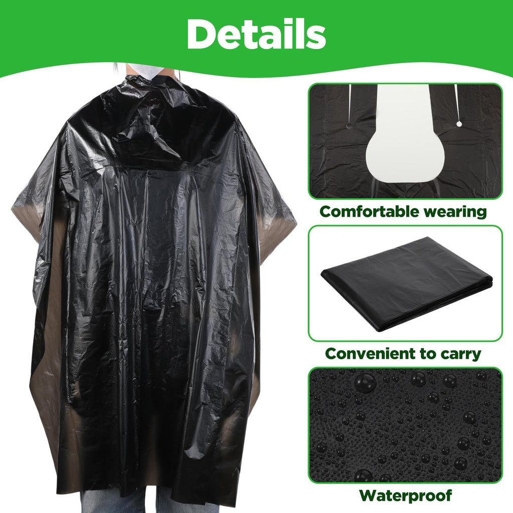100 Pcs Disposable Capes Hair Salon, 51.2x36.2 Inch Disposable Hair Salon Capes, Waterproof Barber Cape, Single Use Shampoo Hair Cutting Cape Dressing Apron for Barbershop & Salon Hairdressing (Black)