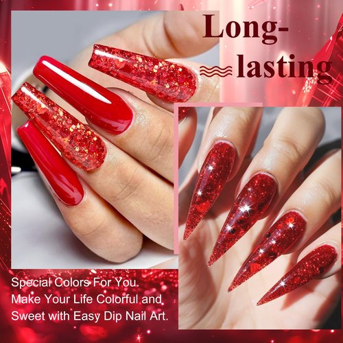 Mnk66 Acrylic Powder Professional Sparkly Golden Red Glitter Acrylic Nail Powder for Nail Extension, French Nail Art 3D Flowers, Nail Carving, Beginner (YSJF018-30g)