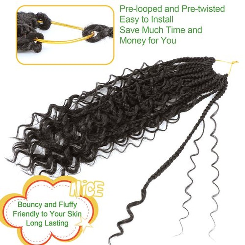 Fulcrum Goddess Box Braids Crochet Hair 10 Inch,9 Packs Boho Box Braid Crochet Hair for Women, Pre-looped Bohemian 3X Crochet Braiding Hair with Curly Ends(10Inch, 4#)