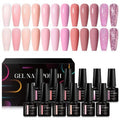 MEET ACROSS Pink Gel Nail Polish Kit, Popular Color Nude Glitter Nail Gel Suitable For All Seasons Gel Polish Soak Off UV LED Semi-Permanent Varnish For DIY Manicure