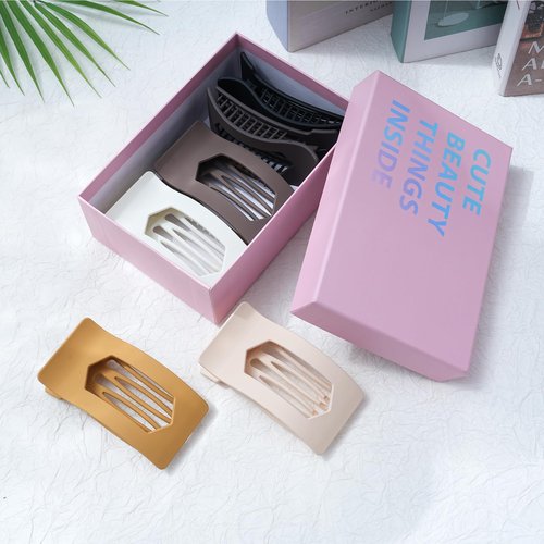 Mesovor 6 Pack Flat Claw Clips for Women, Strong Hold French Flat Hair Clips for Thick Thin Hair | 3.94" Nonslip Large Square Lay Flat Hairclips (Neutral Matte)