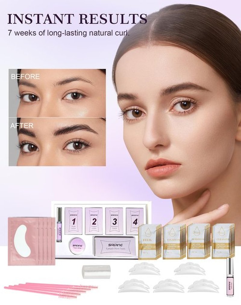 Lash Lift Kit, Eyelash Perm Kit, 5 Sets Lash Perm Kit Eyelash Lift Kit, Eyebrow Lamination Easy for Beginner, Professional Eyelash Curling Lash Extension Set, Home Achieve Semi-Permanent Curling