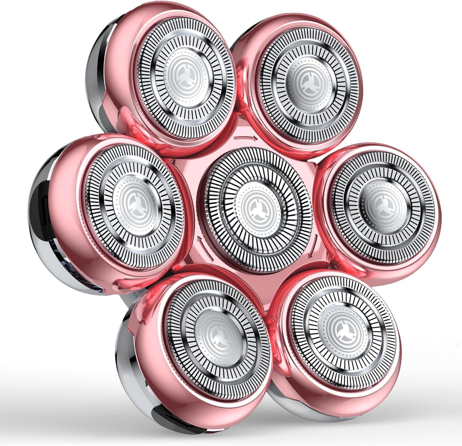 7 Blade Floating Replacement Shaving Head, Washable Shaver Blade Heads Replacement for Womens Electric Shaver, Wet & Dry Compatible for Rotary Shavers（Pink）