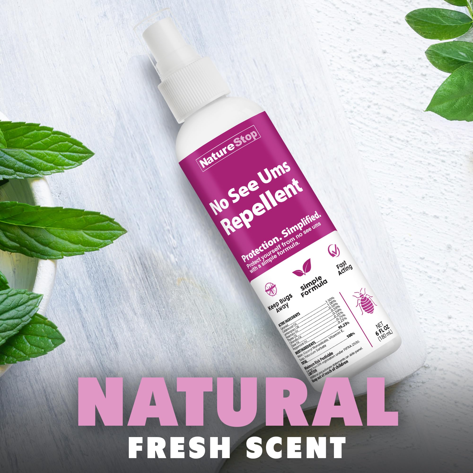 NatureStop No-See-Ums Repellent - DEET-Free Personal Repellent Spray for Outdoor Activities, 6 oz