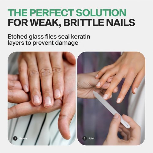 GERMANIKURE Glass Nail File - Professional Crystal Nail File in Suede Sleeve for Natural Nails | Ideal Manicure & Pedicure Tool