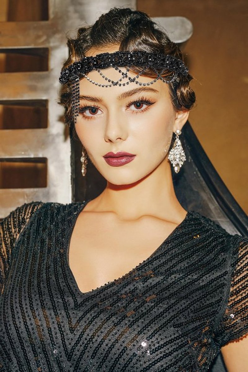 BABEYOND 1920s Flapper Headpiece Roaring 20s Headband Great Gatsby Headband Chain for Women Vintage Hair Accessory