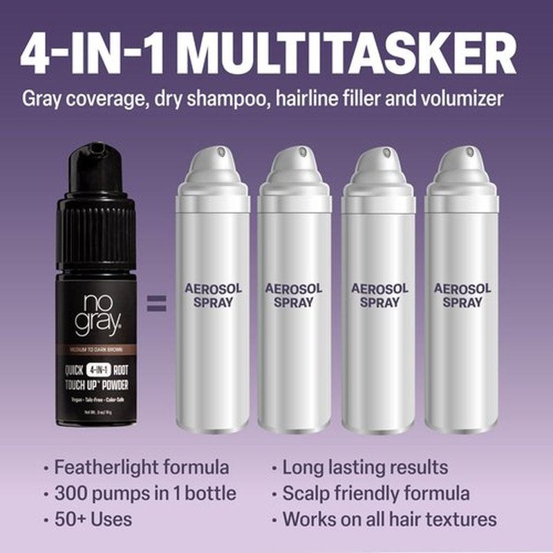 No Gray Quick 4-IN-1 Root Touch Up Powder Light to Medium Brown
