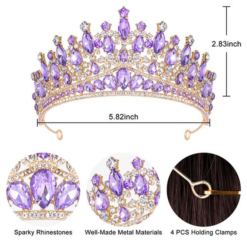 CAVETEE Birthday Crowns for Girls, Purple Tiaras and Crowns for Women and Girls Princess Crown and Tiara for Birthday Queen Parties Pageant Prom