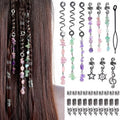 hoyuwak 40Pcs Hair Jewelry for Braids Loc Dreadlock Accessories Hair Beads Clips Cuffs Charms Rings for Women Grls Rave Punk Hairstyle Decoration, Black