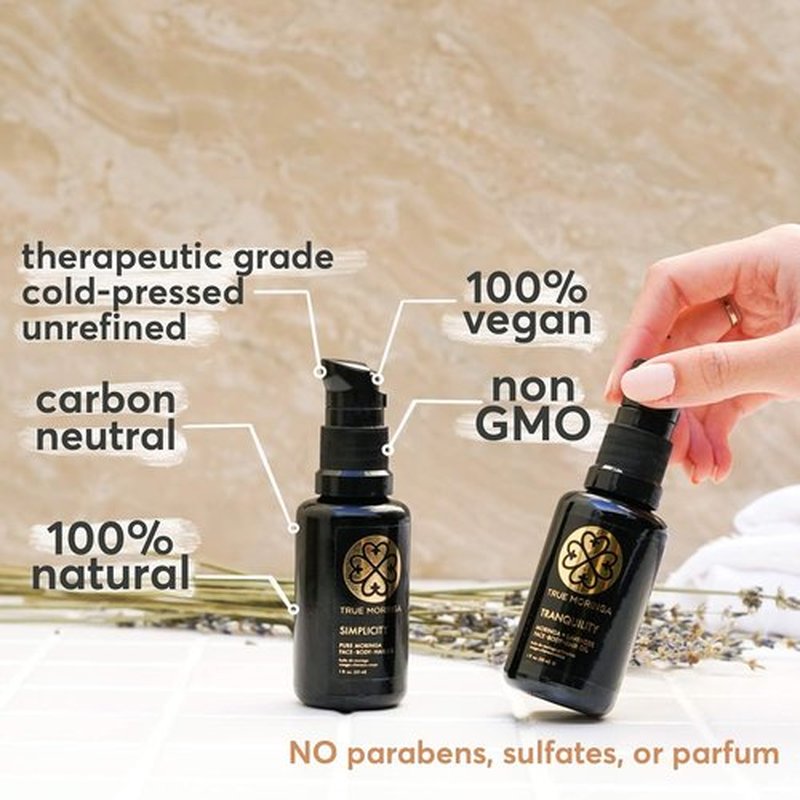 True Moringa Oil - 100% Pure Cold-Pressed Oil for Face, Body & Hair | Anti-Aging & Skin Brightening - Lavender, 30 ml