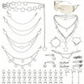 Fourluoo 60 Pcs Y2k Accessories Set Included Y2k Choker Bracelet Ring Sunglasses Hair Clips Chain Belt 2000s Accessories Set (Gradient Silver, Silver)