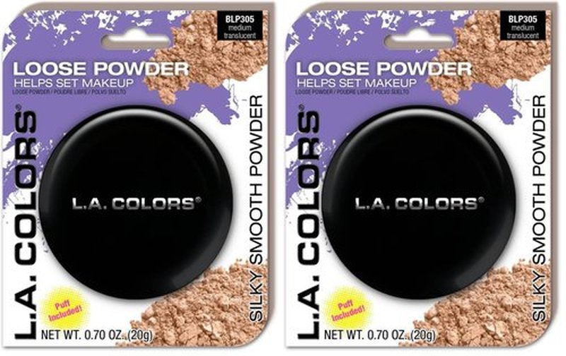 L.A. COLORS Loose Powder (carded), Medium Translucent CBLP305 (Pack of 2)