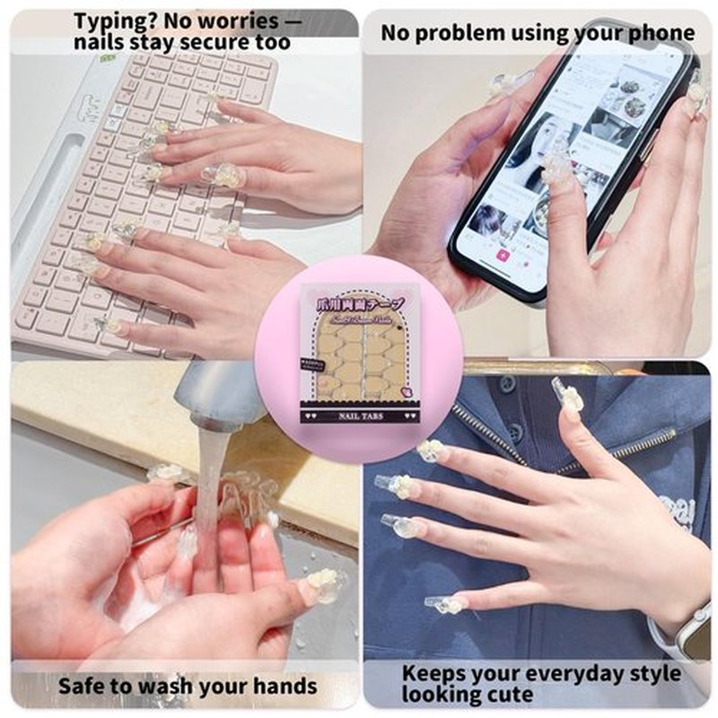 Sun&Beam Nails Adhesive Tabs 25 Sheets for Press On False Nail Tip Gel Glue Double Sided Tape Stickers Waterproof Transparent Strong Sticky (25 Sheet with kit Box)