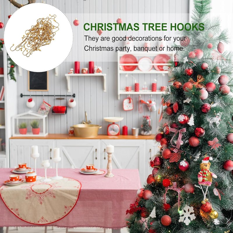 Uonlytech Heavy-Duty Metal Ornament Hooks - 40pcs Durable Wire Hangers for Holiday Decor