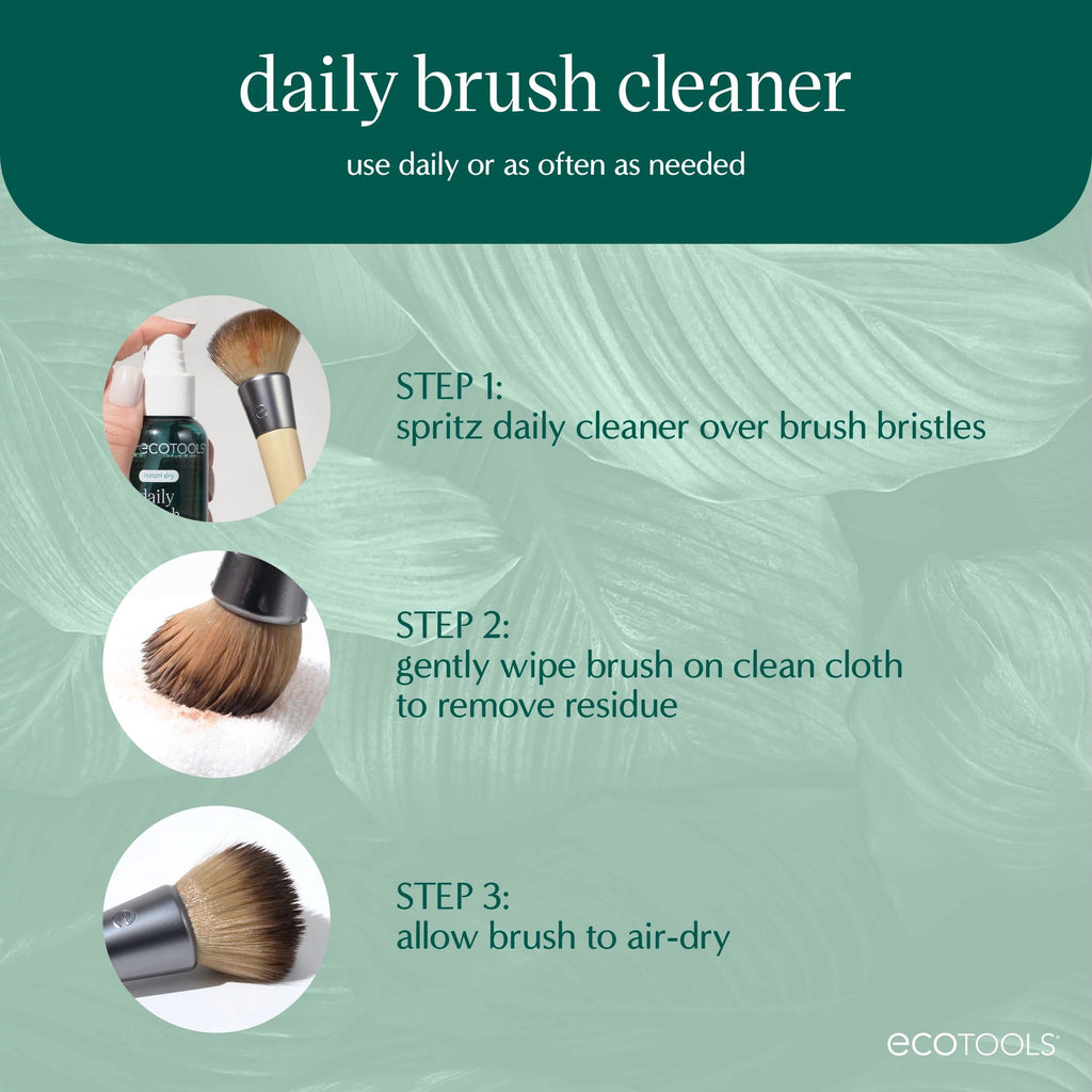EcoTools Daily Makeup Brush Cleanser Spray, Quick Drying, Fragrance Free & Dermatologist Tested, Travel Size, TSA Approved, Cruelty-Free & Vegan 3 fl oz./89 ml. Bottle
