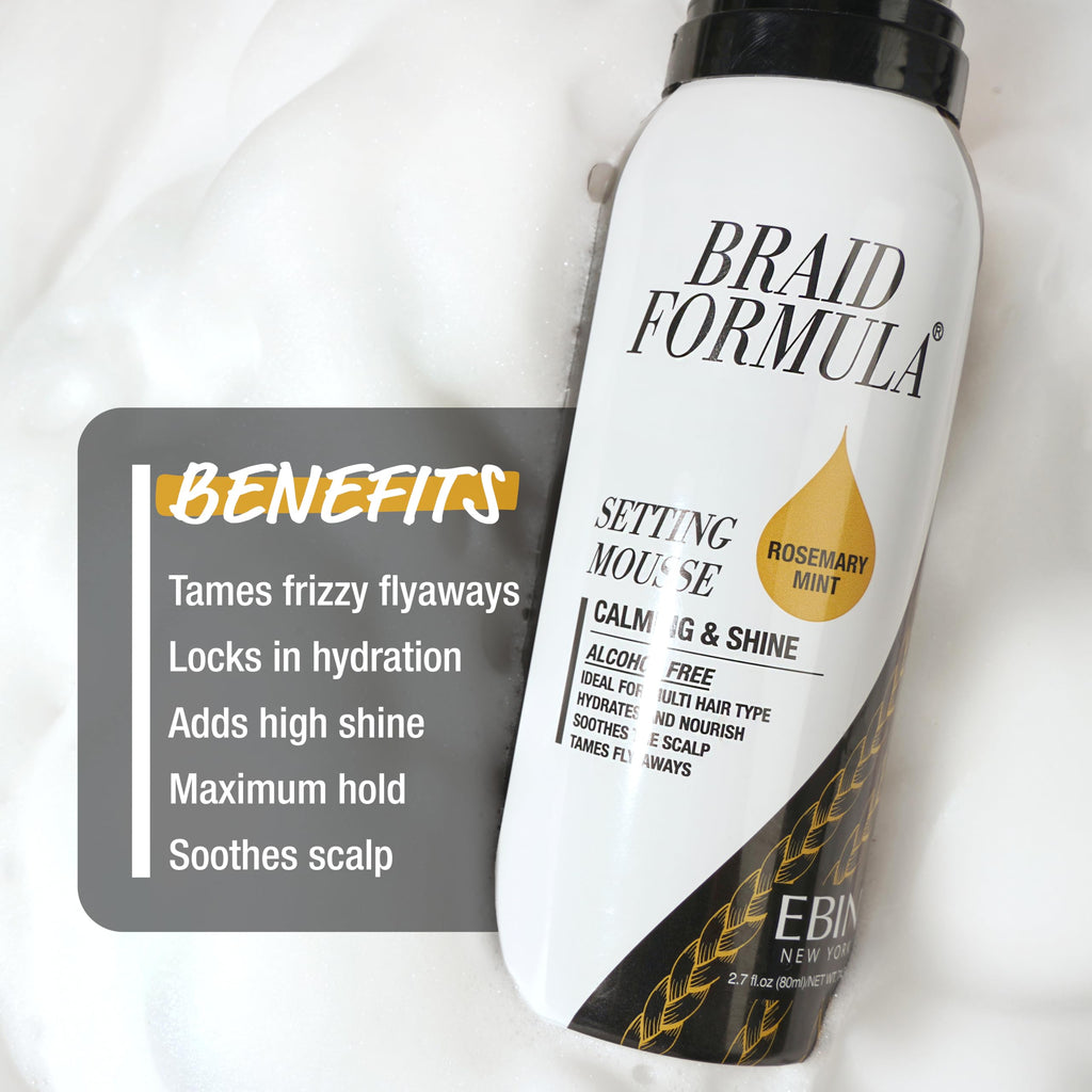 EBIN NEW YORK Braid Formula Setting Mousse (12.49 oz, Rosemary Mint + Biotin)