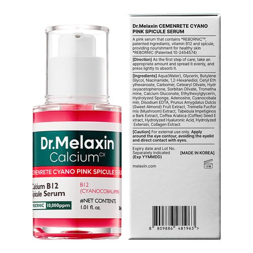 Dr.Melaxin Pink Spicule Cyano Microneedling Serum – Vitamin B12 Pore Minimizer, Liquid Microneedle Facial Treatment for Enlarged Pores, Skin Renewal & Texture Refining (30ml)