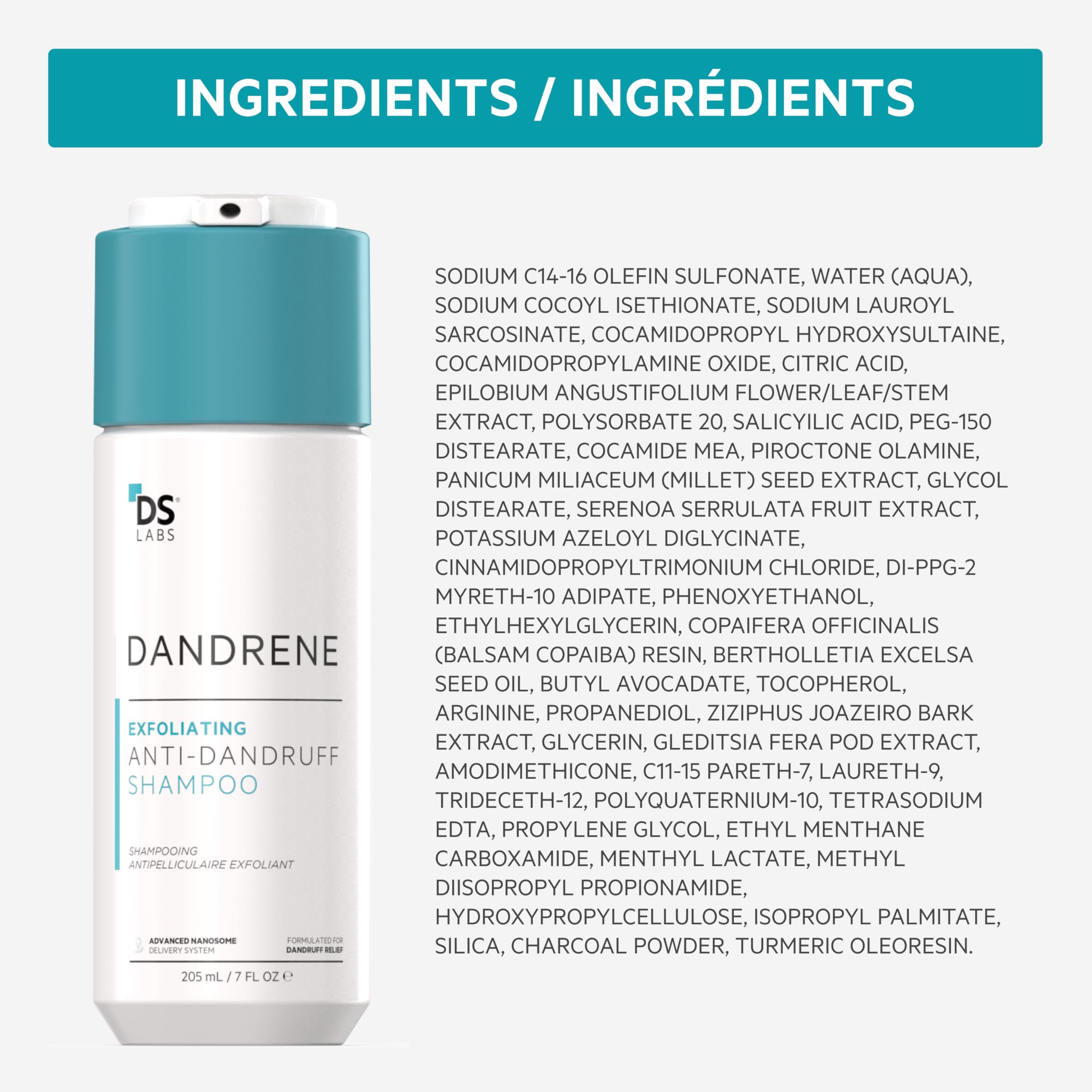 DS Labs Revita Shampoo & Dandrene Anti-Dandruff Shampoo Bundle - Supports Hair Density & Scalp Health, Strengthening, Thickening, Flake Control, For Men & Women