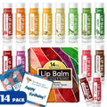 Yopela Natural Lip Balm 14-Pack | Moisturizing & Soothing with Vitamin E & Coconut Oil - 14 Flavors
