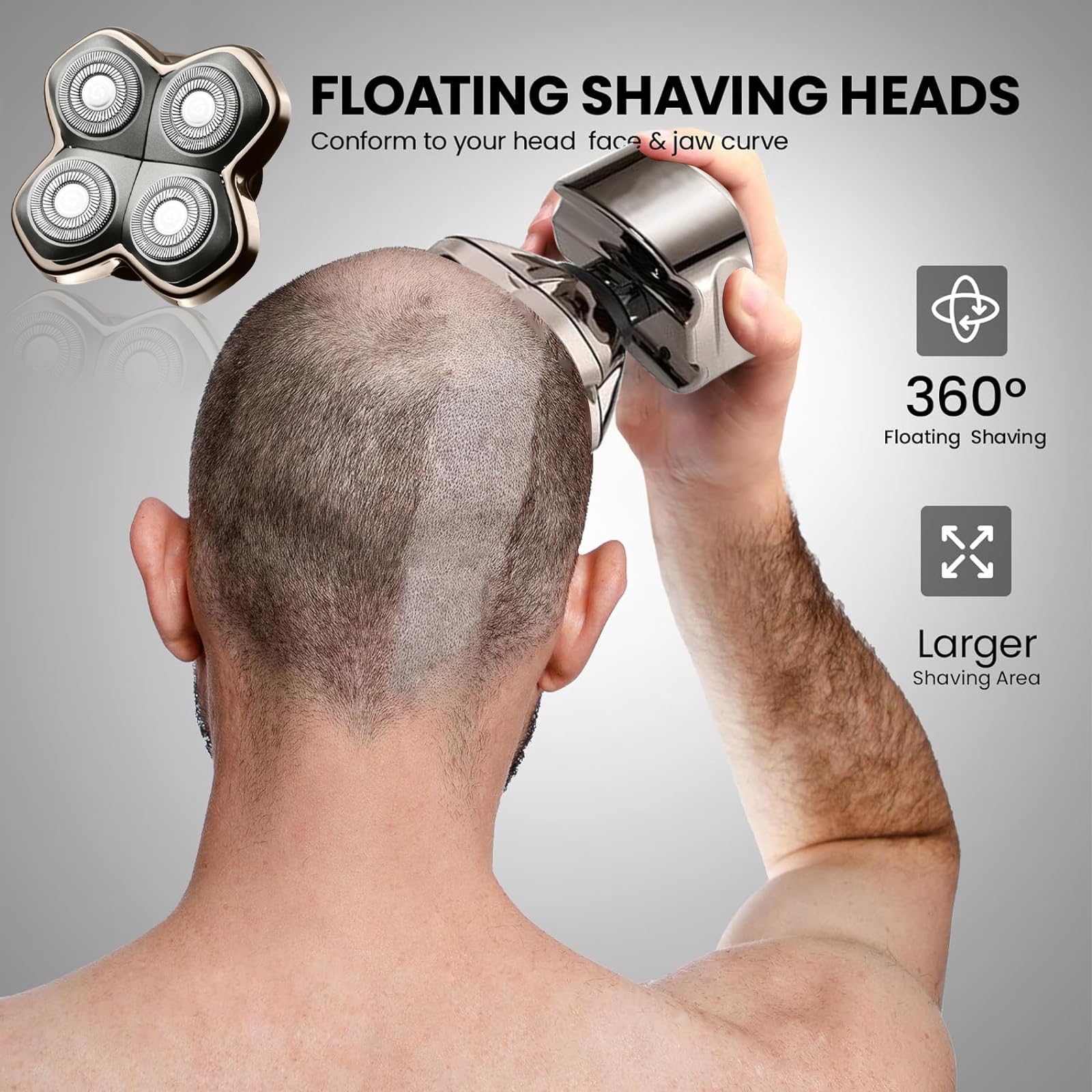 Replacement Blade Shaver PRO 4 Head for Skull Pitbull Shaver, 2Pack