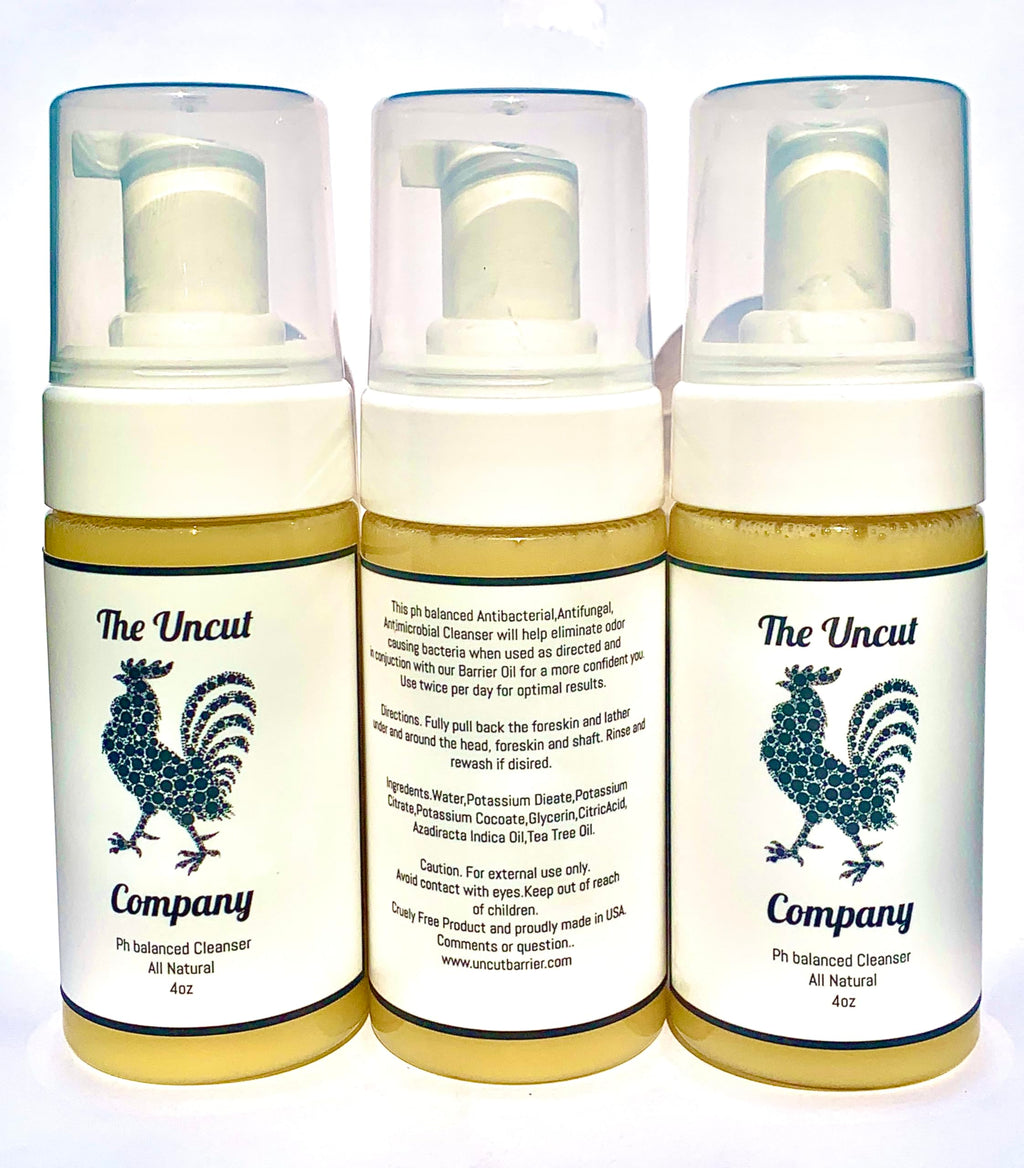 The Uncut Company Intimate Foreskin Wash for Odor control 4 oz Ph balanced All Natural Exclusively Designed Intimate Wash for Uncircumcised Men