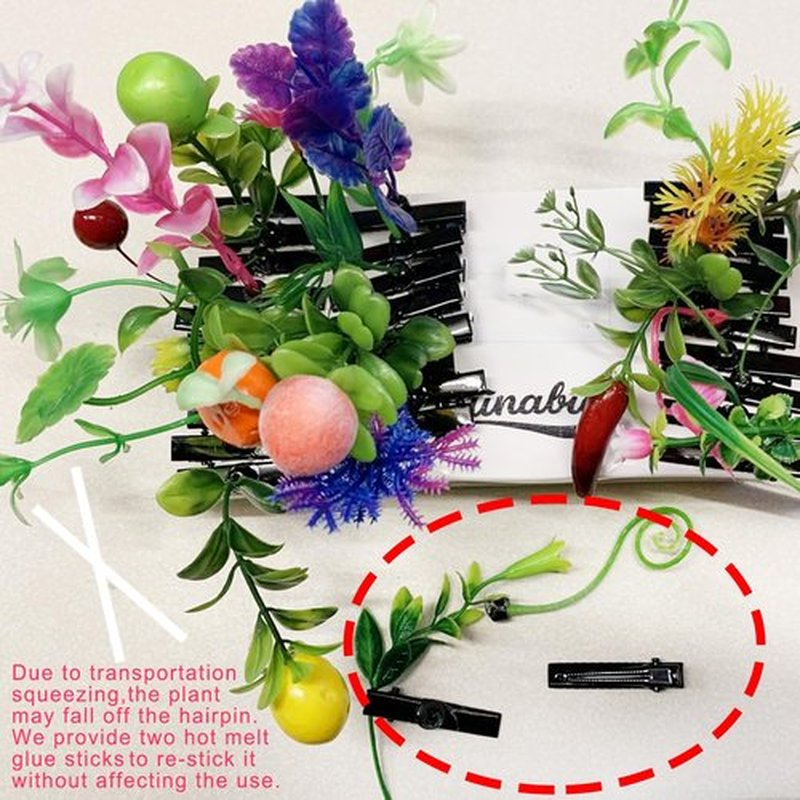 100 Pcs Bean Sprout Hair Clips,Plant Hairpins Funny Mixed Style Headwear Hair Accessories with Hot Glue Sticks for Women Kids Girls Crazy Hair Day School Home Party Decoration
