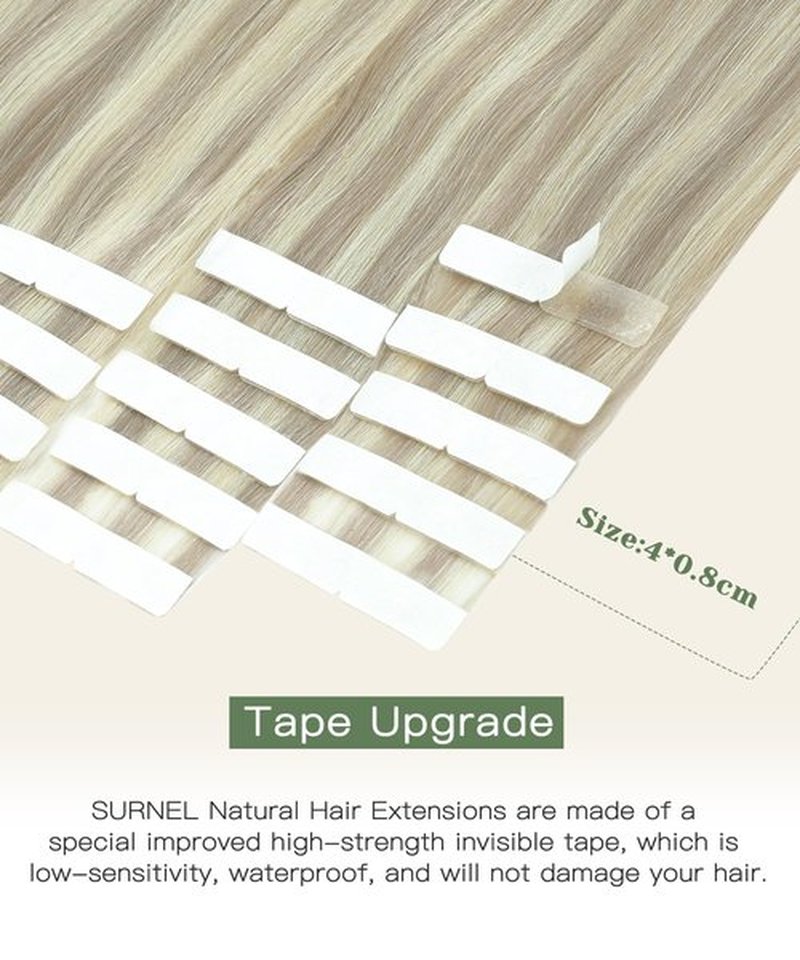 SURNEL Injected Tape in Hair Extensions #18P60 Ash Blonde with Platinum Blonde Seamless Remy Invisible Tape in Extensions Human Hair 20 Pcs 40g(#18P60,18)