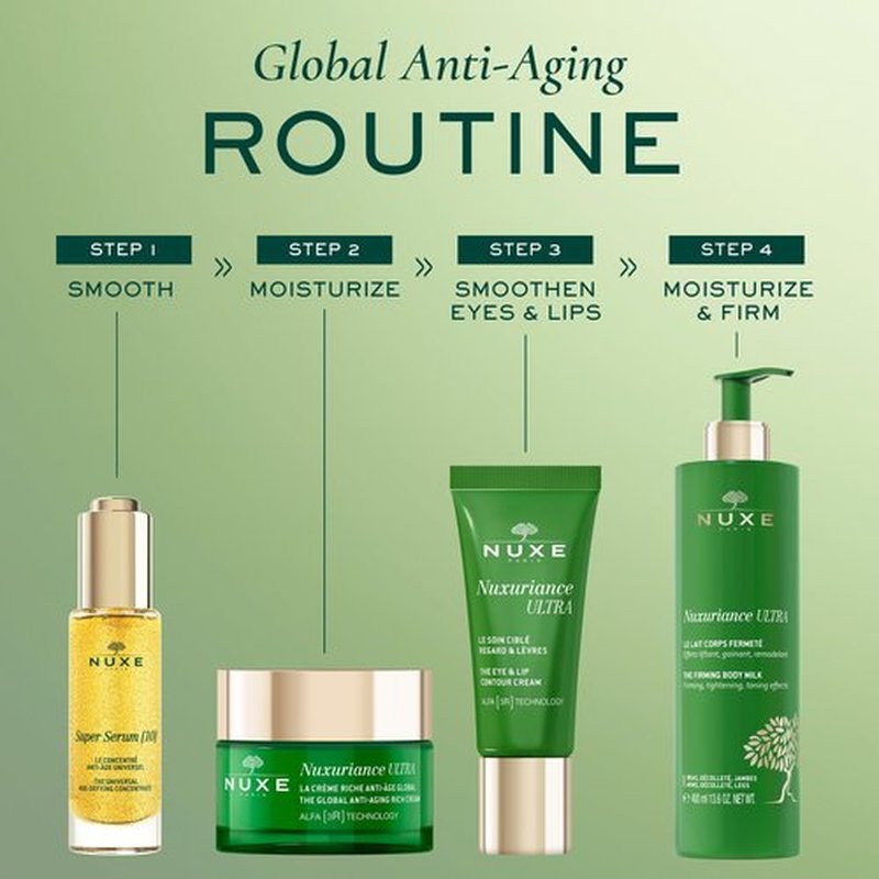 Nuxe Nuxuriance Ultra Global Anti-Aging Rich Cream with Hyaluronic Acid and ALFA 3R Technology, Revitalize, Renewing, Resurfacing Treatment for Dry Skin, 1.7 fl oz