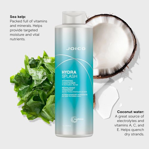Joico HydraSplash Hydrating Conditioner - Moisture Replenishment for Fine to Medium Dry Hair | Sea Kelp & Coconut Water