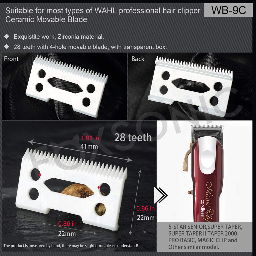 FOXSONIC Professional 2-Hole Clipper Blades, Ceramic Replacement Blades for Wahl Senior Cordless Clipper