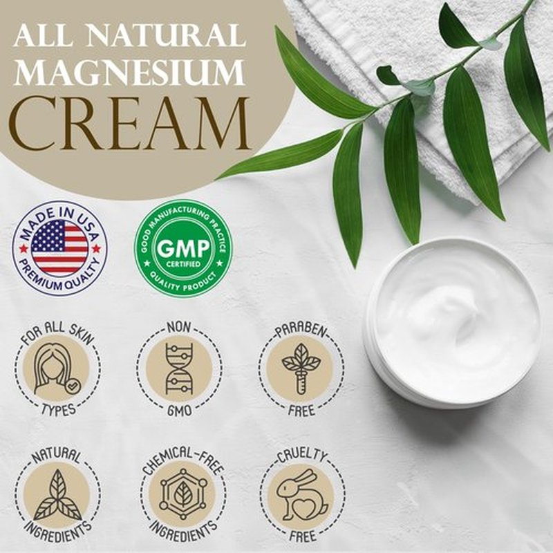 Organa Magnesium Cream - Fast-Absorbing Magnesium Lotion for Sleep - Topical Magnesium Lotion for Soothing & Instant Relief - Fast Absorbing and Fast Acting Foot Cream - Magnesium Butter