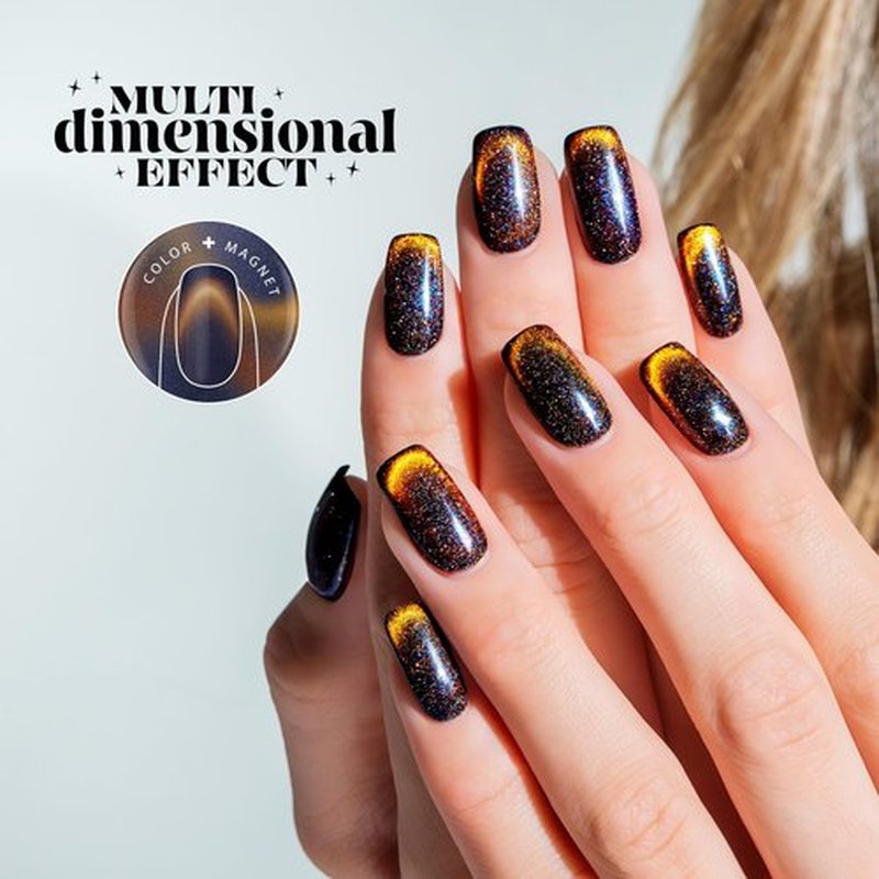 Gelish Aurora Cat Eye Effect Magnet Gel Polish – Reflective Flash Glitter Galaxy, Multi-Dimensional Iridescent Shimmer, Soak-Off, Vegan & Cruelty-Free. (Space Dust, 15mL)