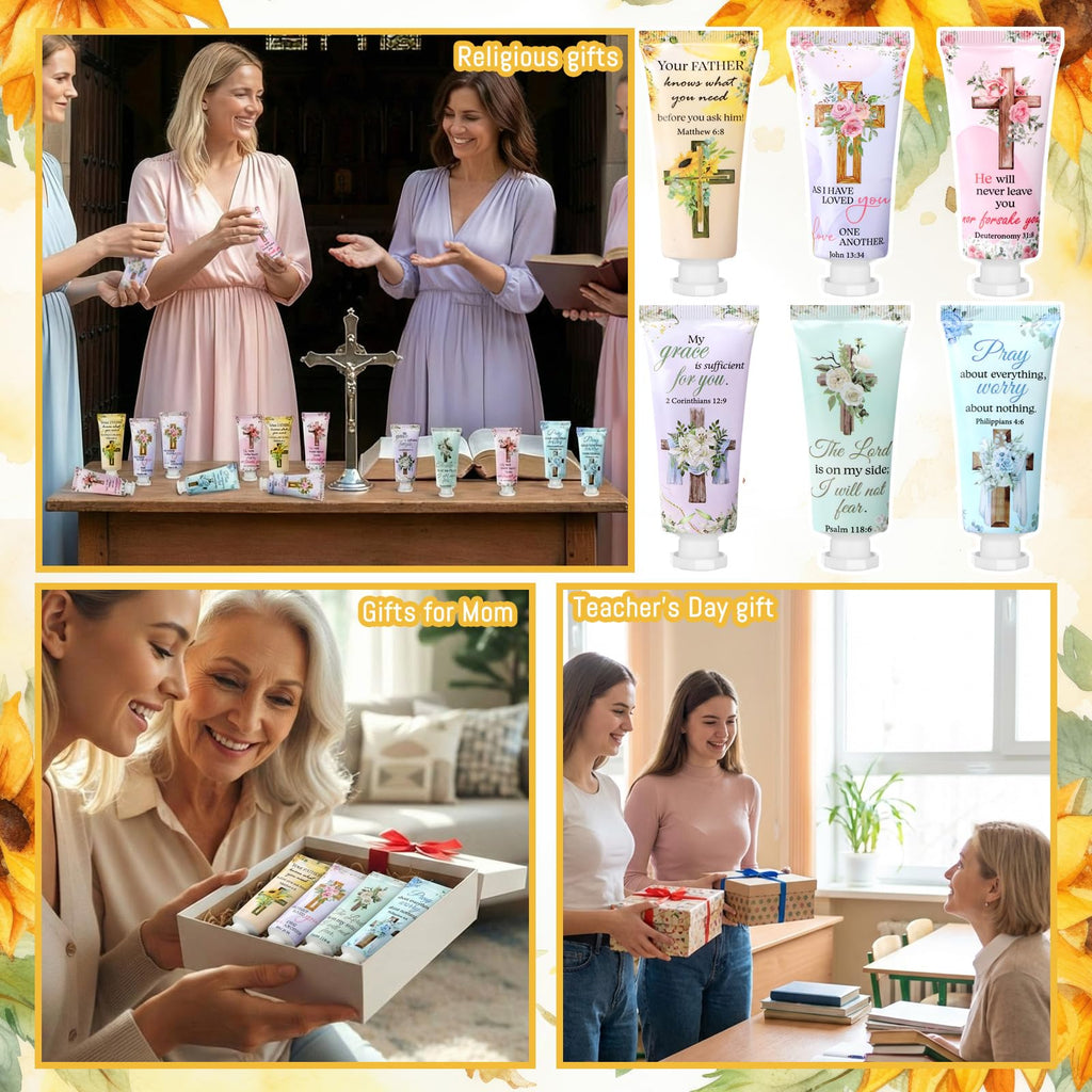 Heigble 36 Pcs Christian Hand Cream Mothers Church Gifts Bulk for Women Travel Size Teacher Bible Verse Cross Faith Party Favors Religious Scripture Hand Lotion for Sunday Prayer Church Mom Teacher