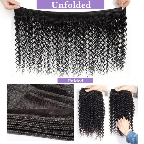 Human Hair Bundles Deep Wave Curly Bundle Human Hair Brazilian Virgin Hair 16 18 20 Inch 3 Bundles for Women 10A Grace Unprocessed Deep Curly Hair Bundle Weave Extensions Natural Black