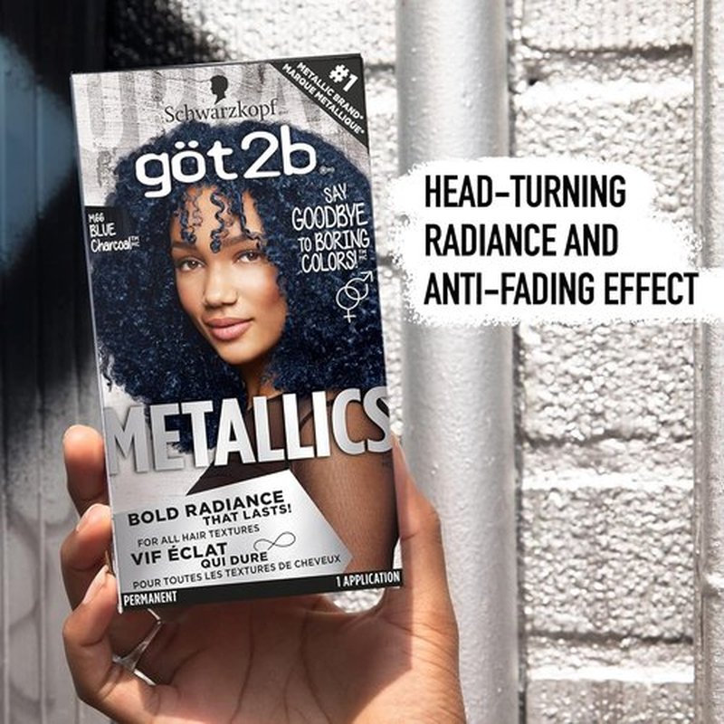 Got2B Metallics Permanent Hair Color - M66 Blue Charcoal | Vibrant, Long-Lasting Color