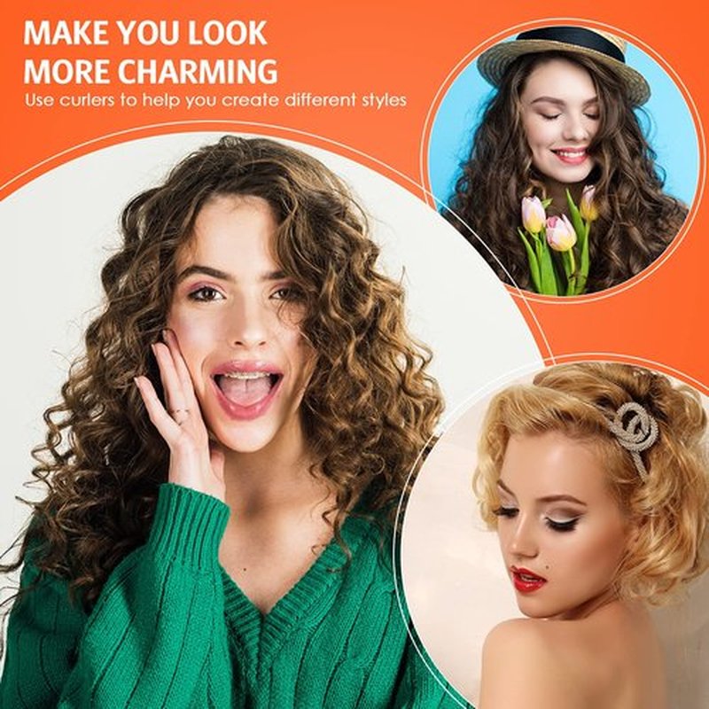 Syhood 30 Pieces Flexible Curling Rods, Soft Foam No Heat Hair Rollers and 1 Steel Pintail Comb for Women Girls Long and Short Hair, Orange