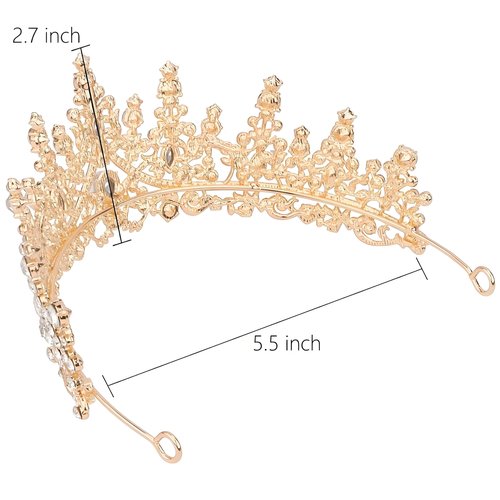 Crystal Tiara Crown for Women, Rhinestone Queen Headband Wedding Bridal Hair Accessories, Princess Crown for Birthday Prom Quinceañera Party Pageant Halloween Cosplay (B#-Gold 1 Pcs)