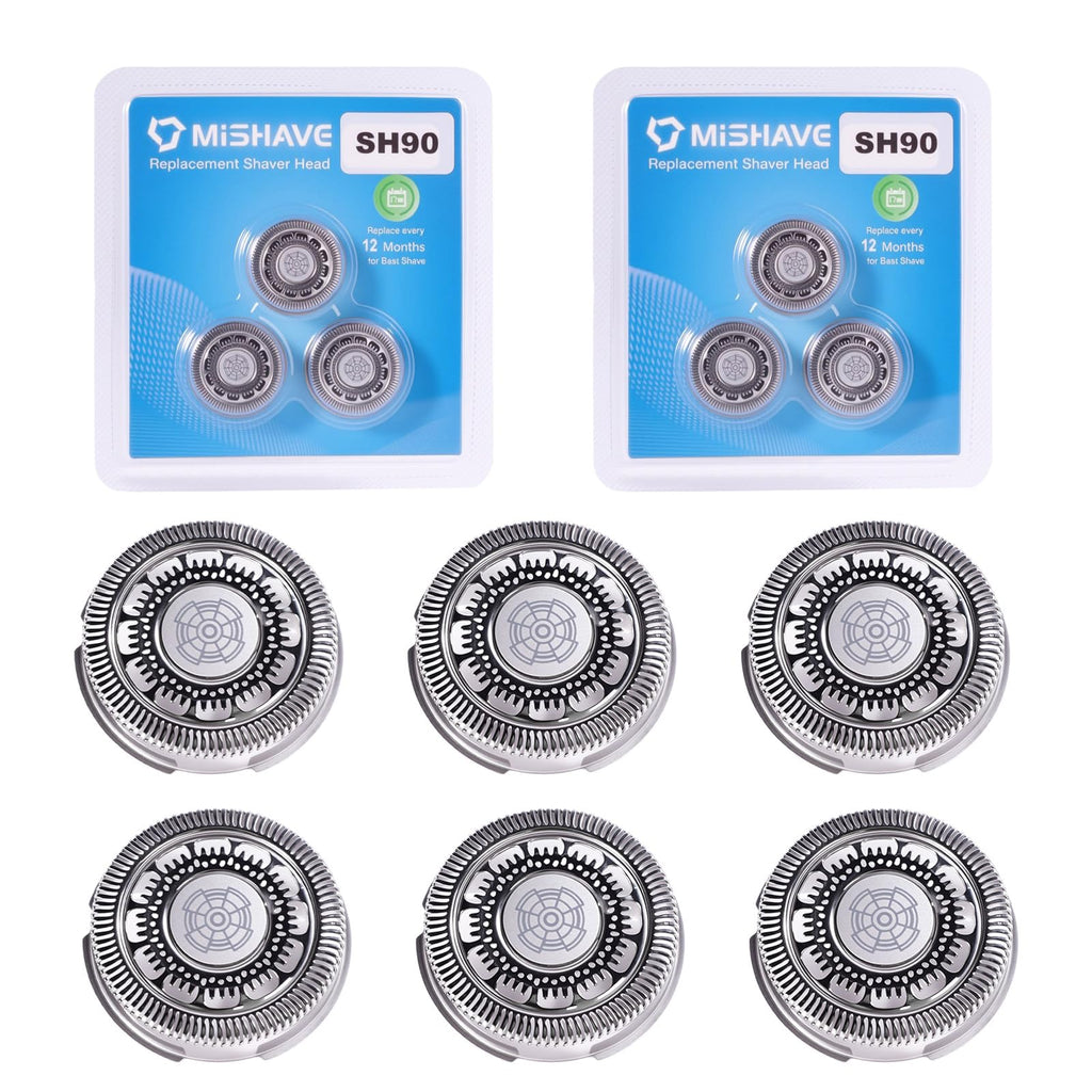 6pcs SH90 Replacement Heads Compatible with Philips Norelco Series 9000 (S9xxx) 8000(S8xxx) Elctric Shaver,Upgrade SH90 Replacement heads for phillips norelco 9000 replacement blades