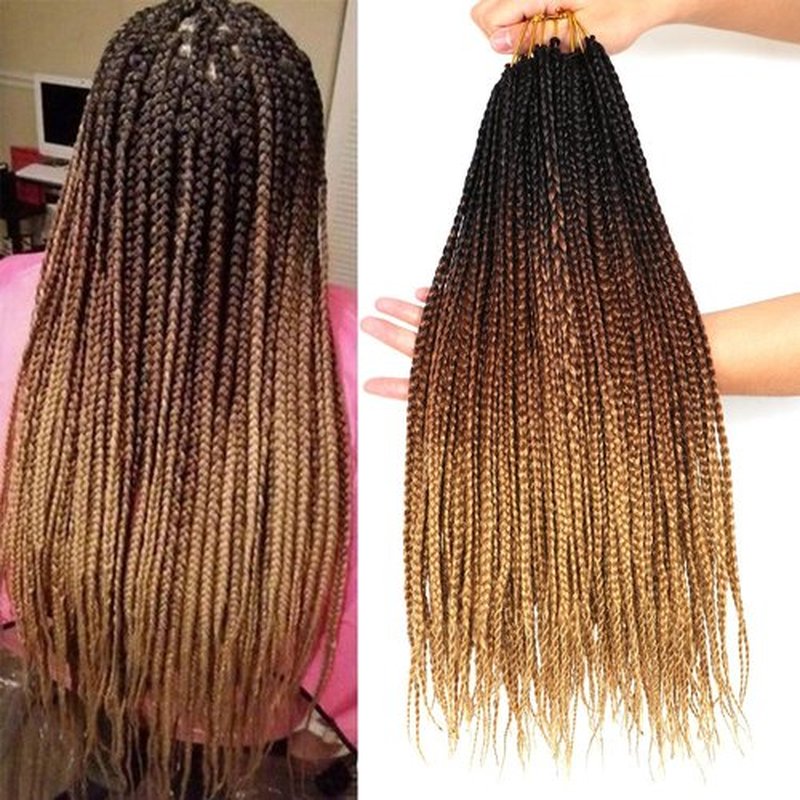 7 Packs Goddess Box Braids Crochet Hair 14 Inch Ombre Prelooped Crochet Box Braids Crochet Hair for Black Women Braiding Hair (14 Inch 7 Pack, 1B/30/27)