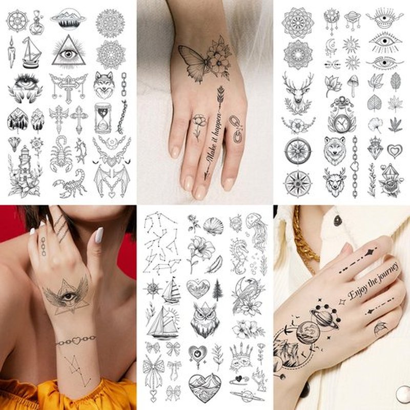 Cerlaza 100 Sheets Temporary Tattoos Adult, 320 Mixed Styles Fake Tattoos for Women Men, Realistic Waterproof Long Lasting Temp Tattoo Stickers, Semi Permanent Small Tattoo for Hand Finger
