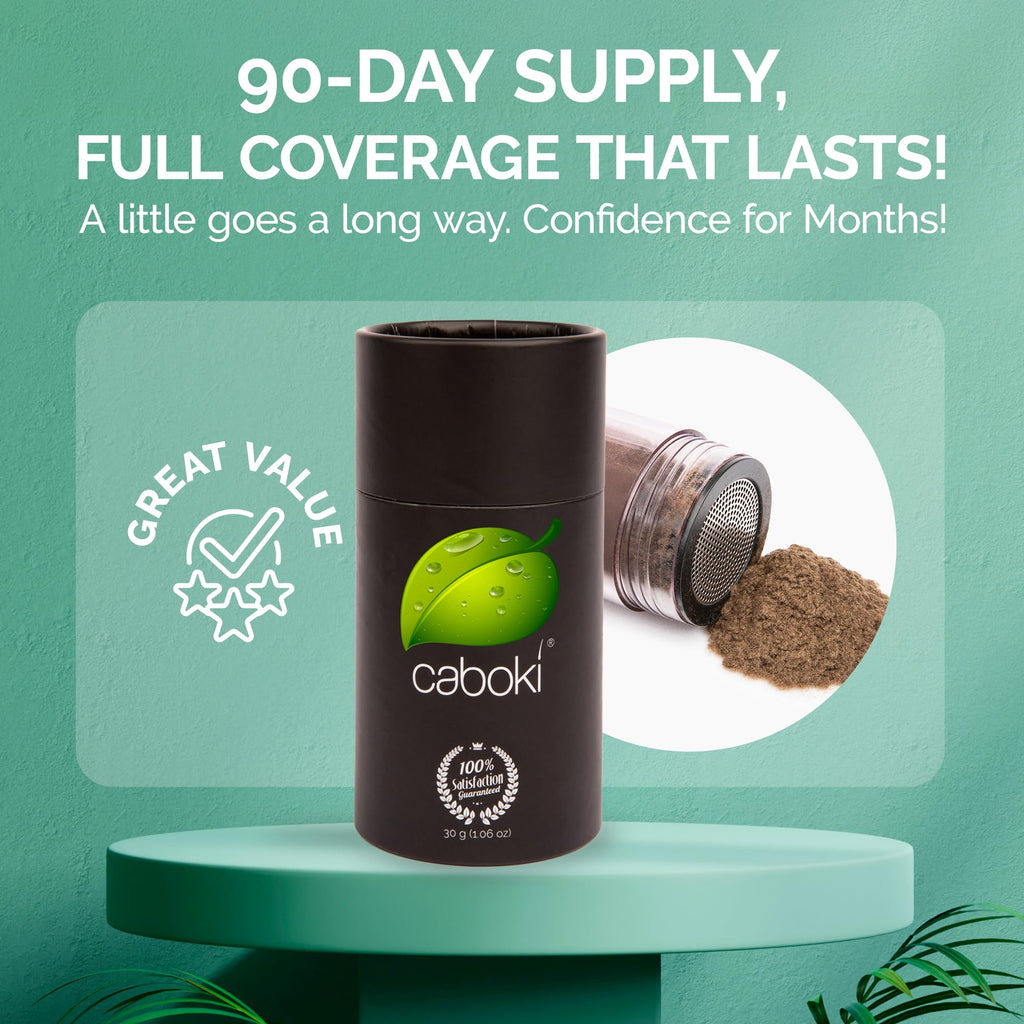 Caboki Hair Fibers for Thinning Hair – Natural Plant-Based Hair Powder for Men & Women – Instantly Thicker Fuller Looking Hair – Clean Ingredients – 30g, 90-Day Supply, Medium Brown
