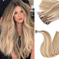 DIYOMO I Tip Hair Extensions - Human Hair,Ash Brown Highlighted Bleach Blonde 20 Inch For Women Soft & Natural Itip Human Hair Extensions 50g 60s
