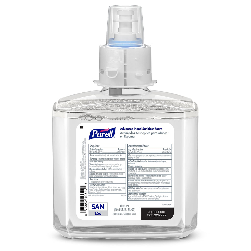 PURELL Advanced Hand Sanitizer Foam ES6 Starter Kit, 1-1200 mL Fragrance Free Sanitizer Foam Refill + 1 ES6 Graphite Automatic Sanitizer Dispenser (Pack of 1) - 6453-1G