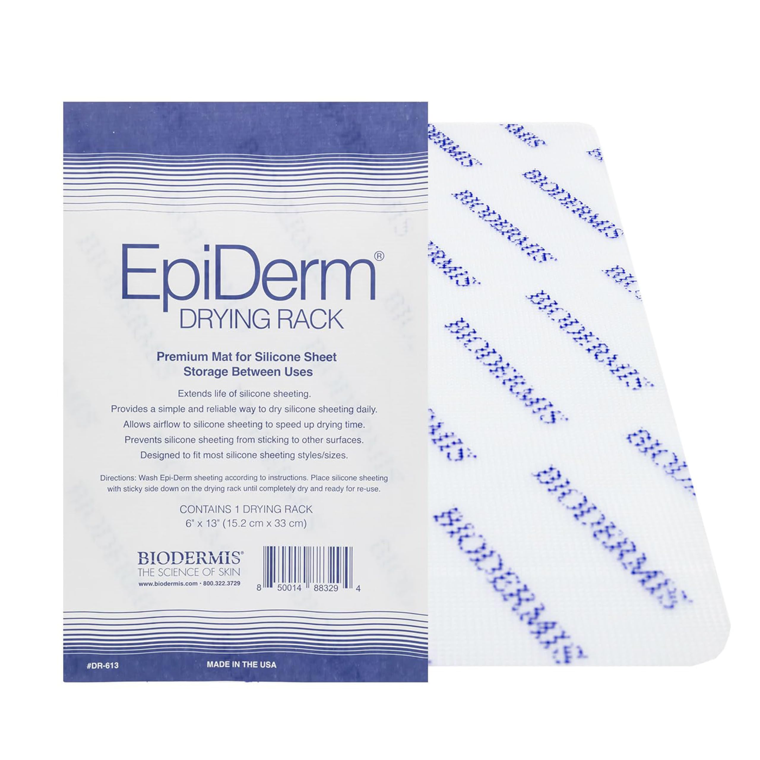 Epiderm Drying Rack - Extends the Life of Silicone Scar Sheets - Promotes Quick & Hygienic Drying & Proper Storage - Prevents Sticking, Durable & Non-Adhesive - Fits Most Silicone Sheeting - 6"x13"