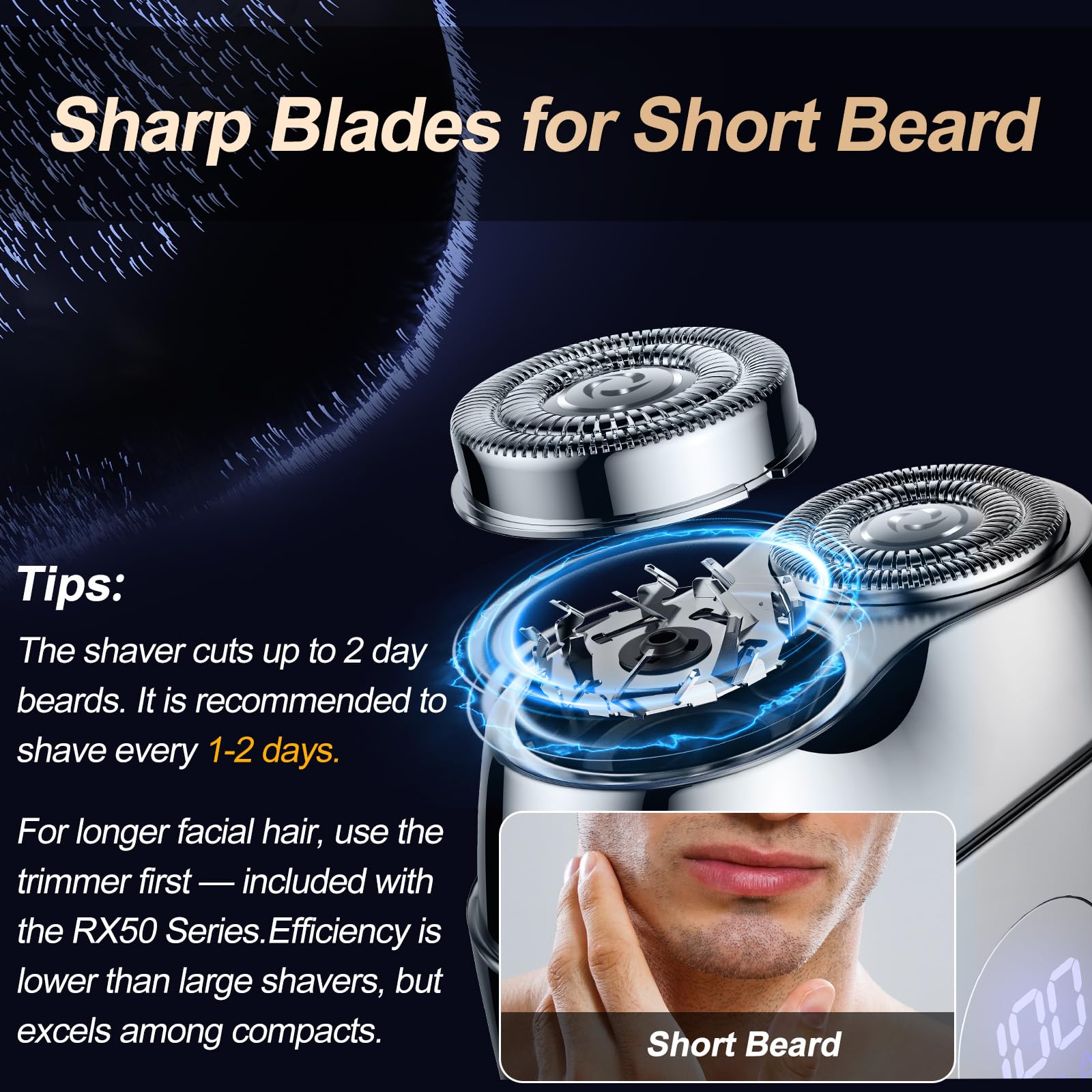 Alloy Mini Shaver for Men – Portable Travel Rechargeable Razor with Mirror Cap, Waterproof, Smooth & Close Shave, Ideal Gift for Husband Boyfriend, 2025 RX40 Silver