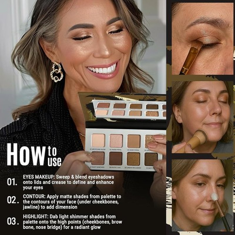 Skiennix Natural Nudes Eyeshadow Palette - Warm Taupe & Dark Brown Matte | Long-Lasting, Travel-Friendly Compact for Everyday Looks