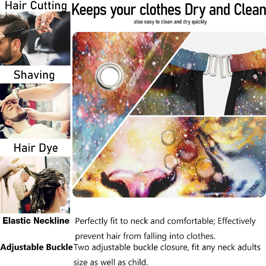 visesunny Tiger Galaxy 3D Print Barber Cape Anti-Static Hair Cutting Cape with Snap Closure Professional Salon Polyester Cape Barber Water-Resistant Hairdressing Cape Adjustable Snap for Hairstylists