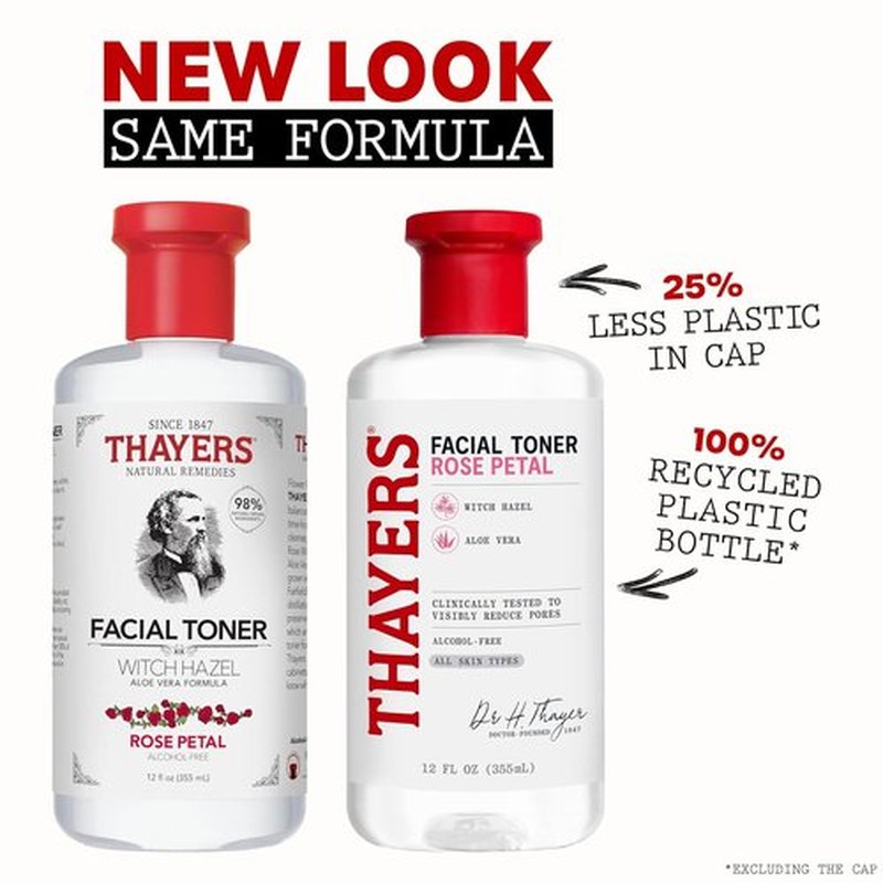 THAYERS Alcohol-Free Rose Petal Witch Hazel Toner - Soothing & Hydrating for All Skin Types | 12oz